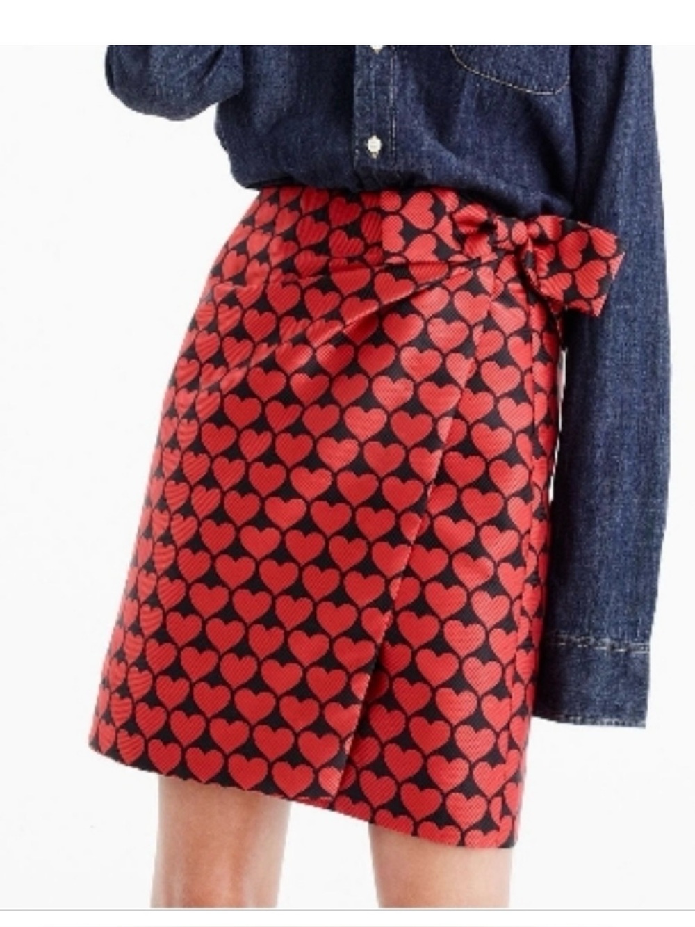 J crew wrap Skirt In Jacquard Hearts size 00 petite new with tags